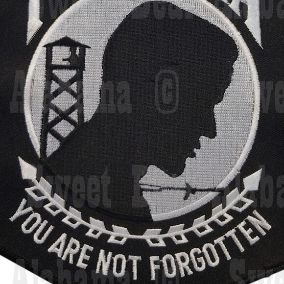 Large POW*MIA You Are Not Forgotten Patch – 8”H x 6”W – Embroidered Sew-On - Picture 2 of 3
